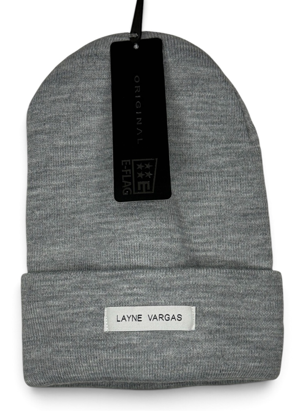 E-FLAG Layne Vargas Gray Solid Knit Beanie Hat Lightweight One Size Unisex NWT